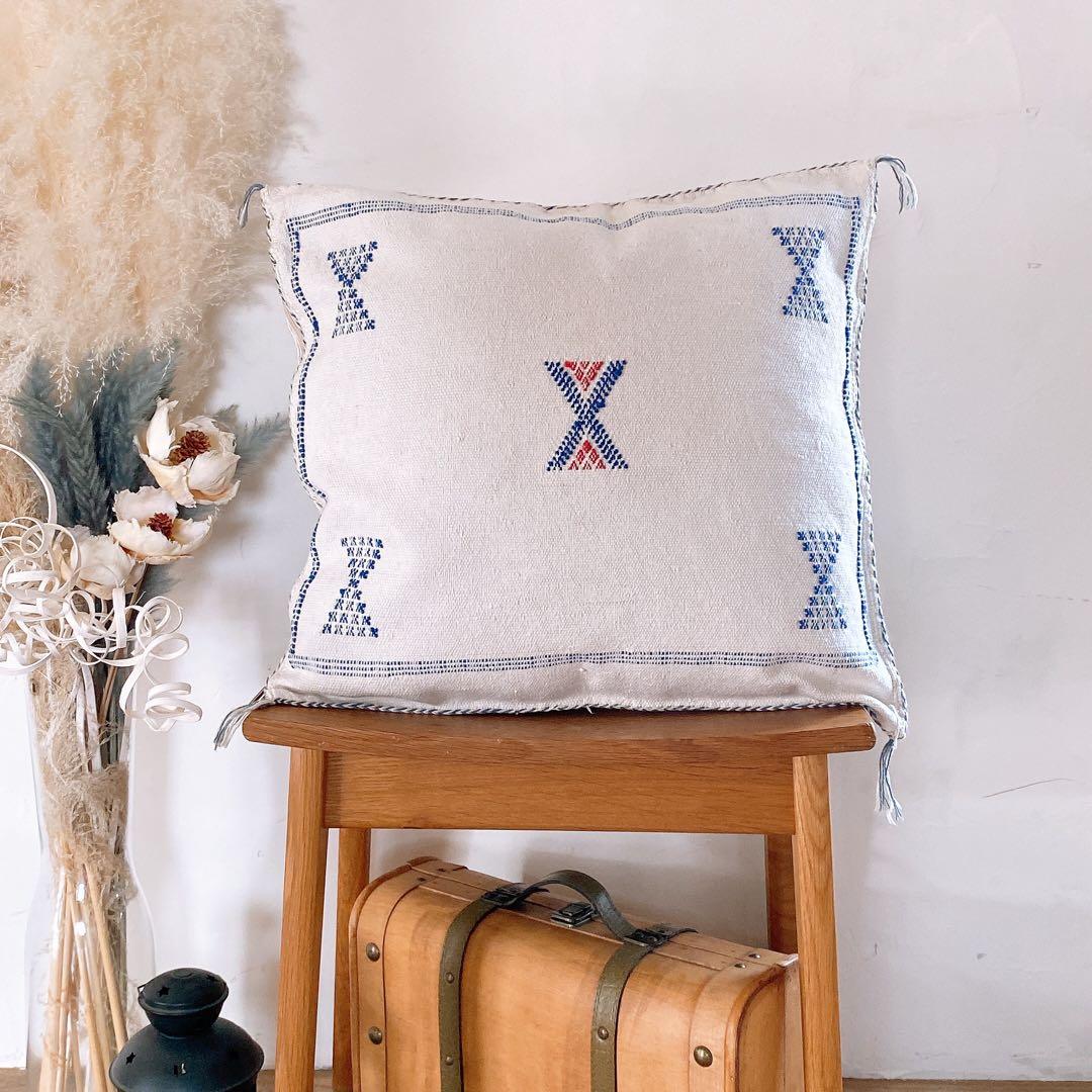 モロッコ製 カクタスシルク サブラ クッションカバー 約45×48cm