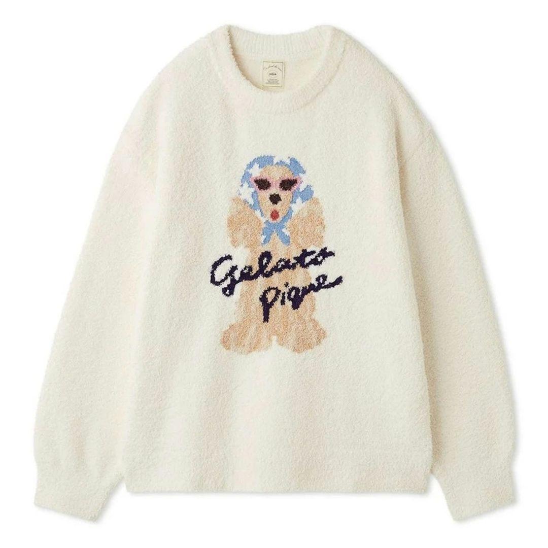 ジェラートピケ スカーフドッグ ジャガードプルオーバー ブルー