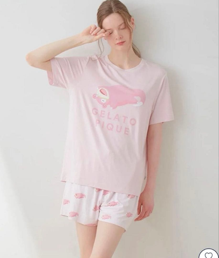 ジェラートピケ　ポケモン　接触冷感プリントTシャツ＆ショートパンツセット　ヤドン