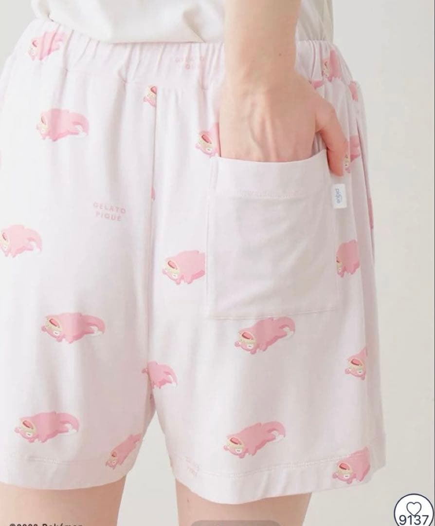 ジェラートピケ　ポケモン　接触冷感プリントTシャツ＆ショートパンツセット　ヤドン