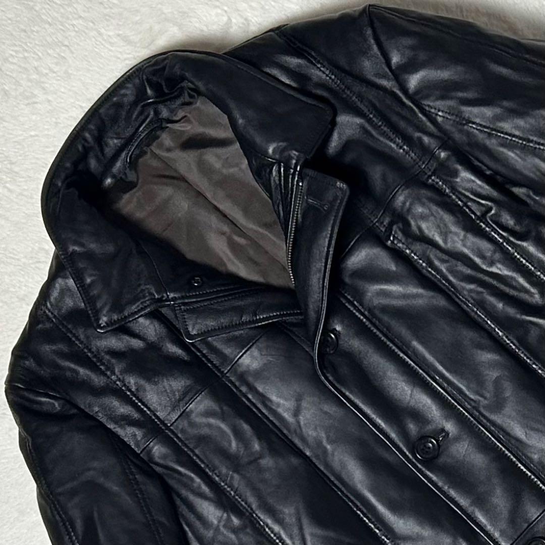 美品✨ ヴィンテージ レザーダウンコート ラムレザー 羊革 黒