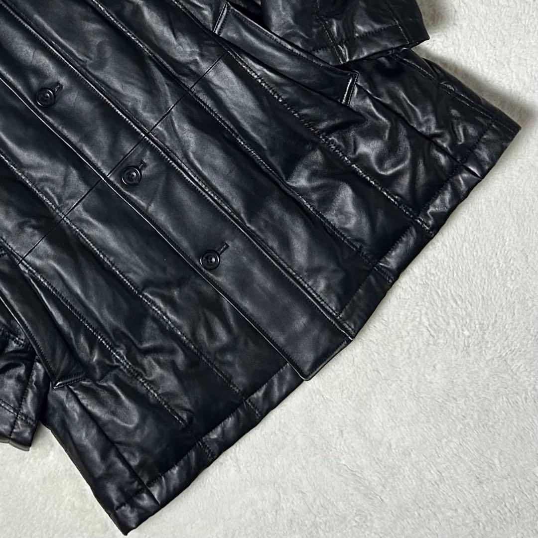 美品✨ ヴィンテージ レザーダウンコート ラムレザー 羊革 黒