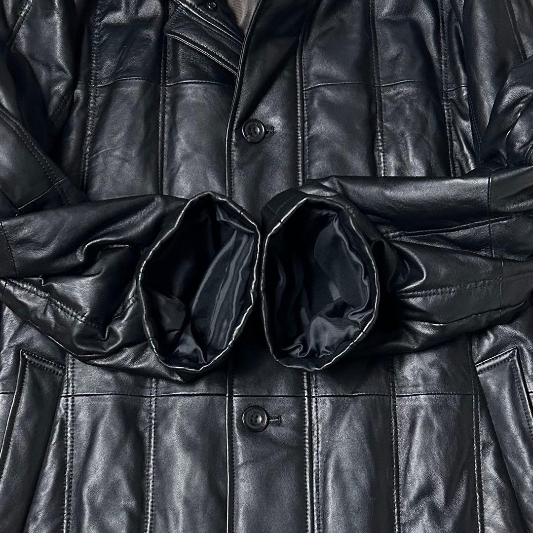 美品✨ ヴィンテージ レザーダウンコート ラムレザー 羊革 黒