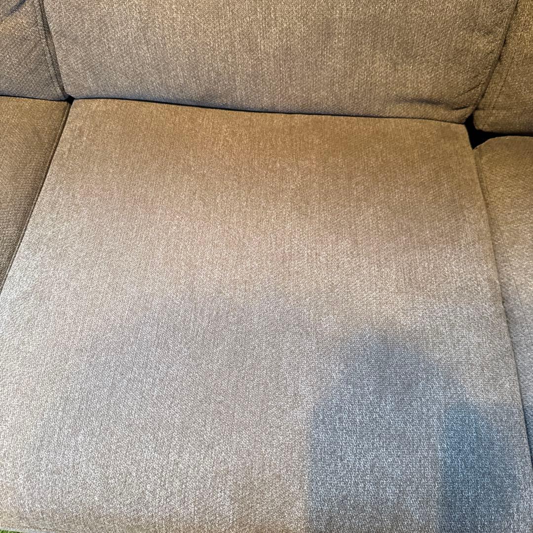ブラウンL字型ファブリックソファ
