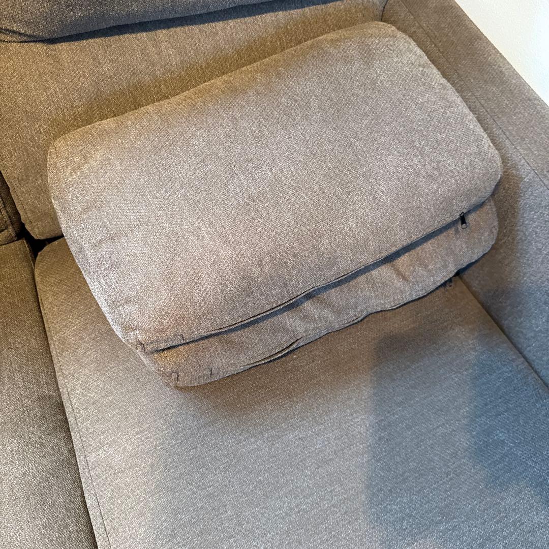 ブラウンL字型ファブリックソファ