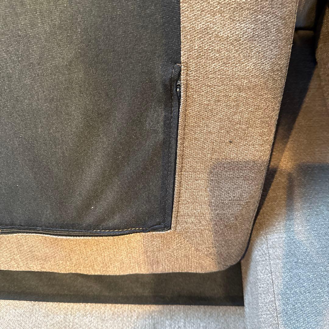 ブラウンL字型ファブリックソファ