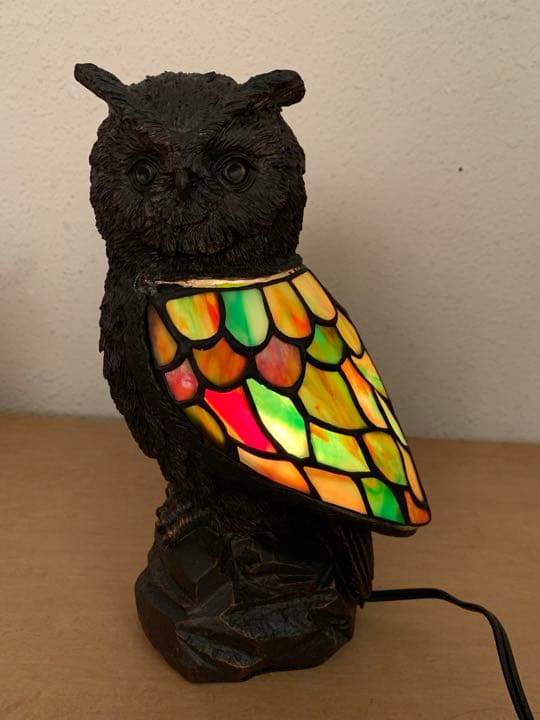 ステンドグラスランプ　フクロウ
