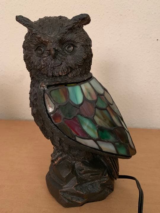 ステンドグラスランプ　フクロウ