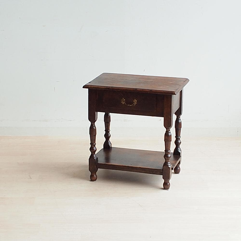 英国アンティーク オーク材 オケージョナルテーブル 引出付き サイドチェスト