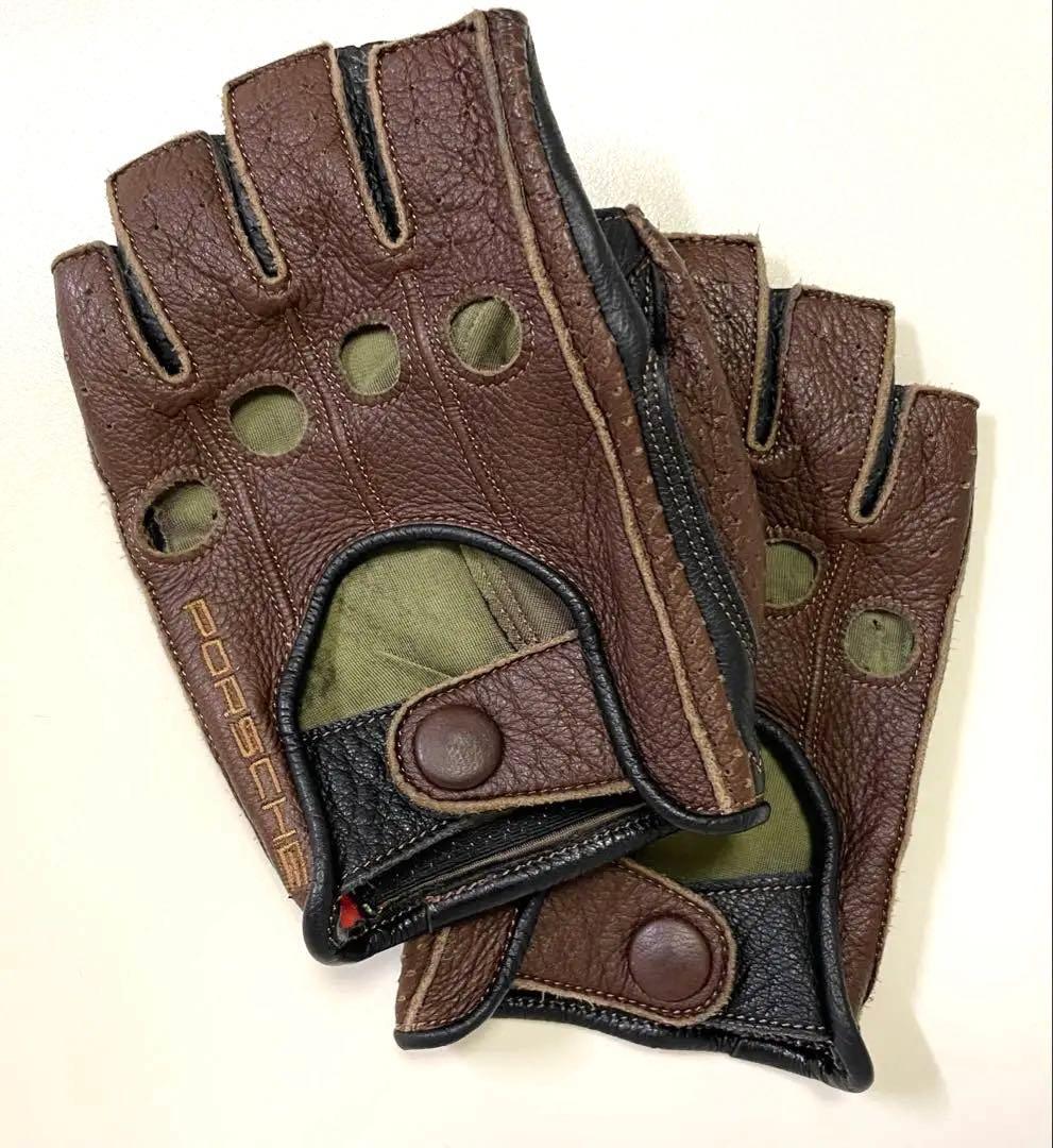 CACAZAN ハーフフィンガーグローブ　 PORSCHE ステッチ