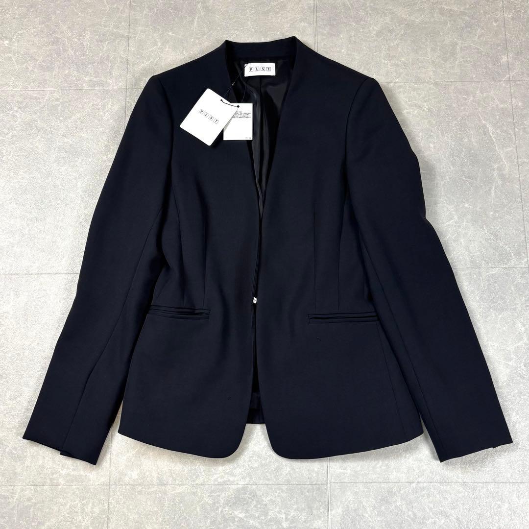 【新品タグ付き】PLST パンツスーツ セットアップ ノーカラー ブラック 黒