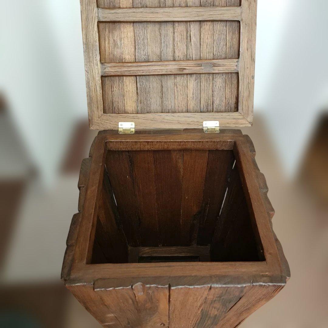 ☆値下げ☆チーク材収納ボックスチェア ヒンジ付き蓋　ナチュラルウッド