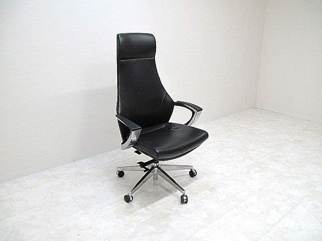 NAIKI　ナイキ 「E966L-BK」 本革張りマネージメントチェア