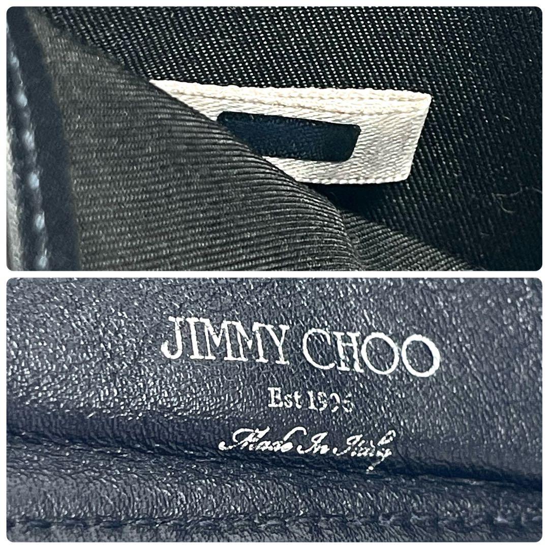 ジミーチュウ　折り財布　ラウンドファスナー　スター　エンボスレザー　星　ロゴ