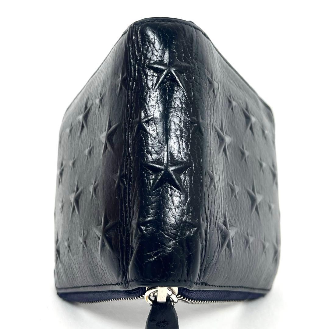 ジミーチュウ　折り財布　ラウンドファスナー　スター　エンボスレザー　星　ロゴ