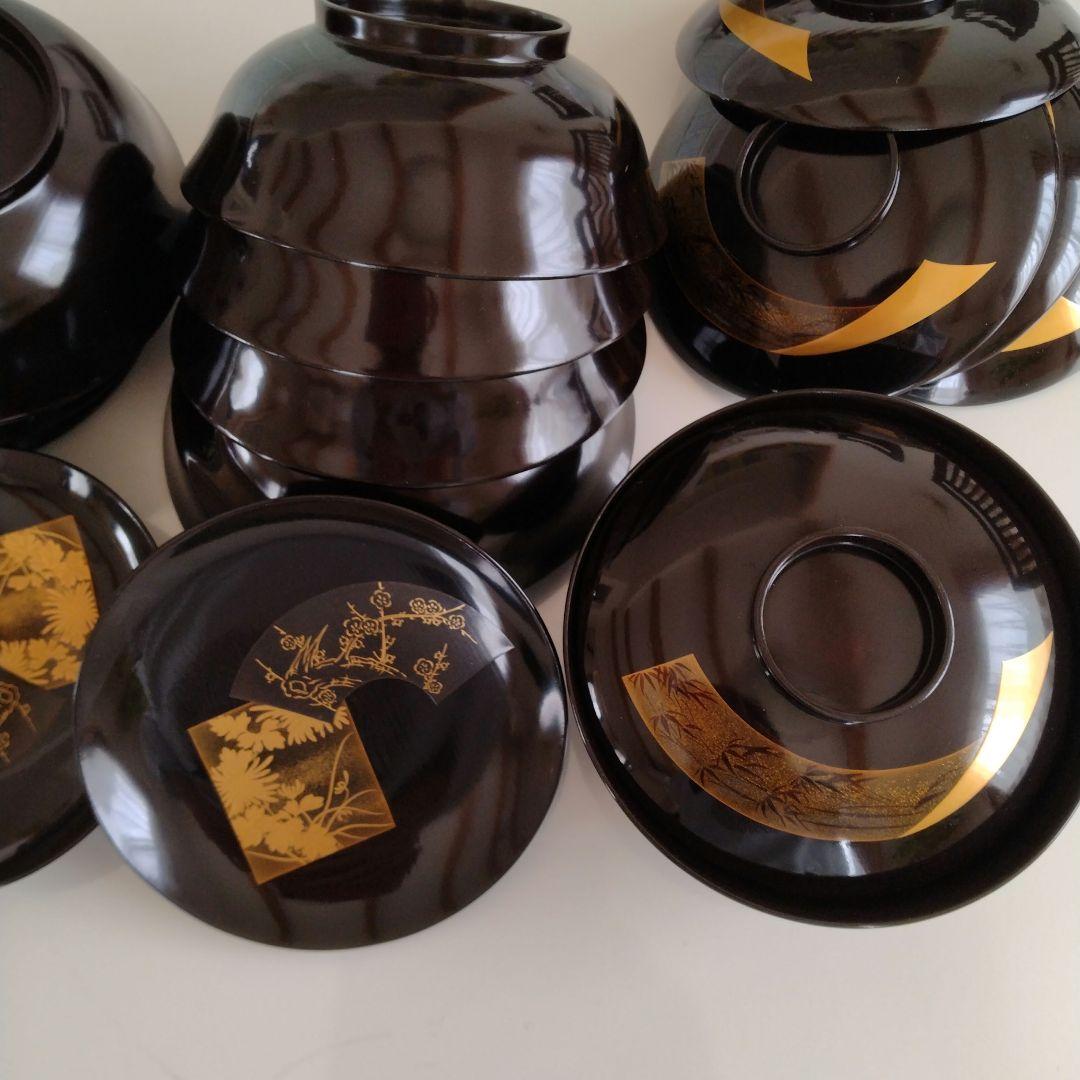 漆器蓋付き汁椀  (黒20客)