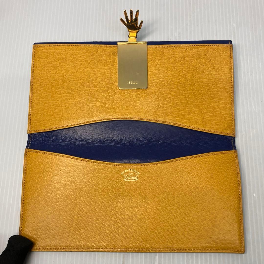 希少【GUCCI】二つ折り　長財布　オールドグッチ　ヴィンテージ　ハンドモチーフ