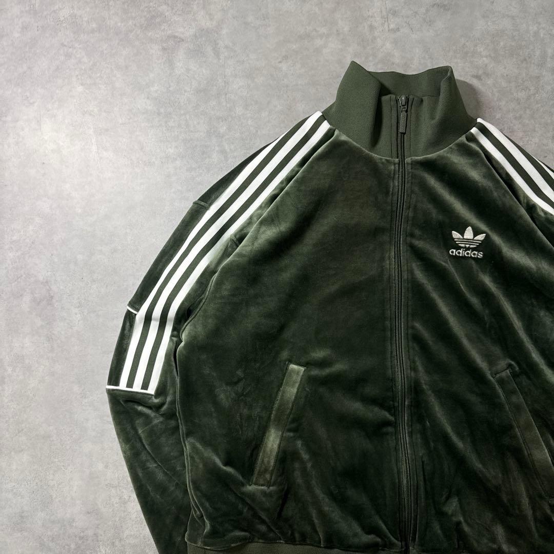 adidas トラックジャケット ジャージ ベロア グリーン レディース L