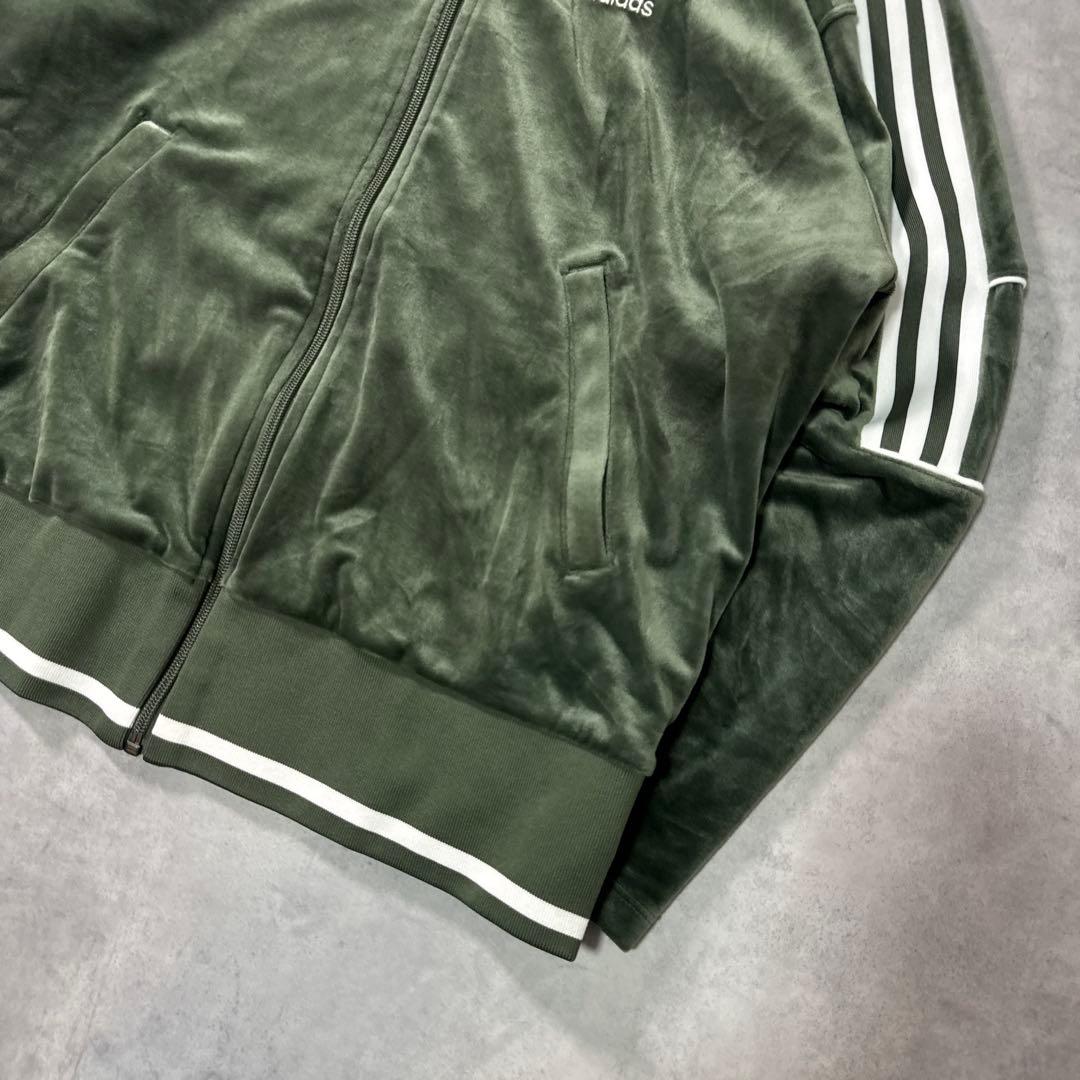 adidas トラックジャケット ジャージ ベロア グリーン レディース L