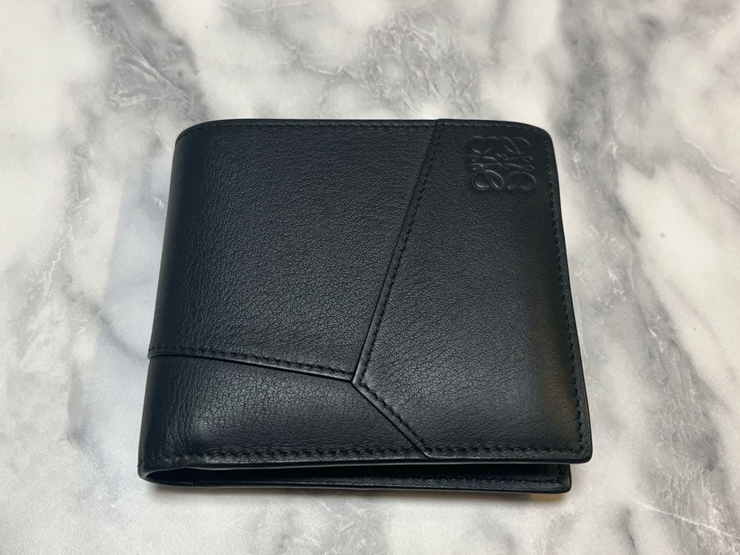 ロエベ 折り財布 パズル アナグラム ロゴ ブラック バイフォールド