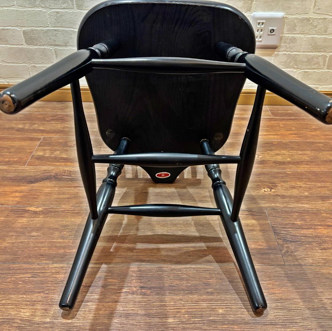 秋田木工 アンティーク レトロ ブラック スピンドルバック ウィンザーチェア④