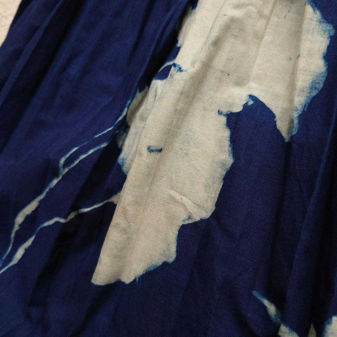 45R 藍染　抜染　プリーツスカート