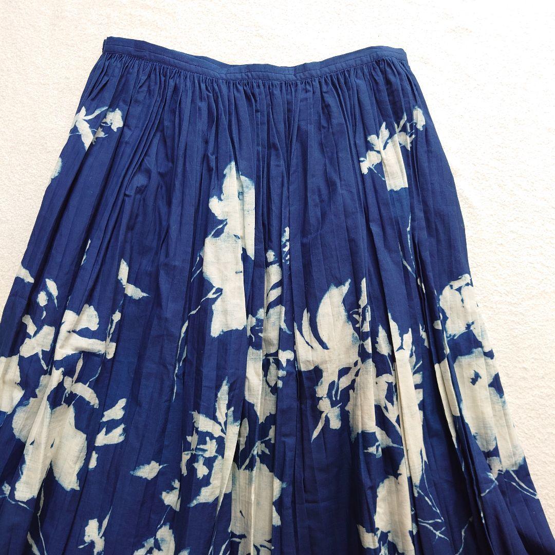 45R 藍染　抜染　プリーツスカート