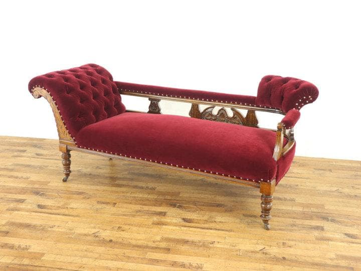 イギリス 1910年頃 シェーズロング アンティーク 張替済 長椅子