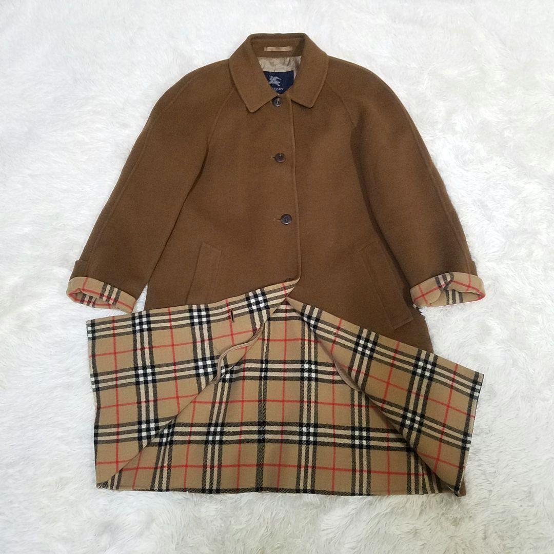 【美品】バーバリーロンドン ロングコート 羊毛 カシミヤ ノバチェック 山陽商会