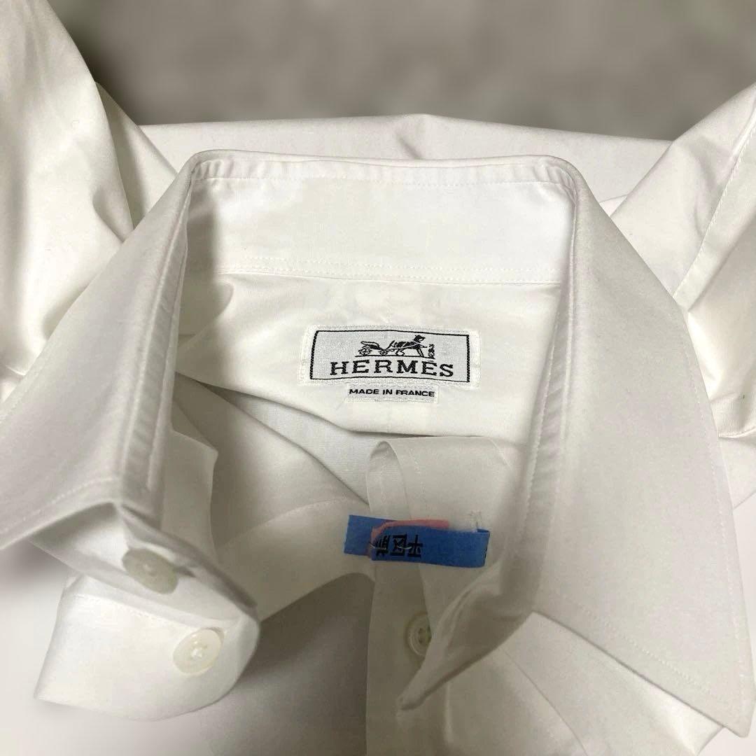 HERMES 白シャツ.セリエボタン★38.M.フランス製.クリーニング済