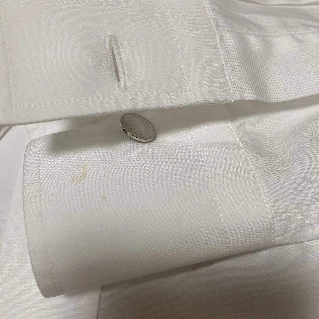 HERMES 白シャツ.セリエボタン★38.M.フランス製.クリーニング済