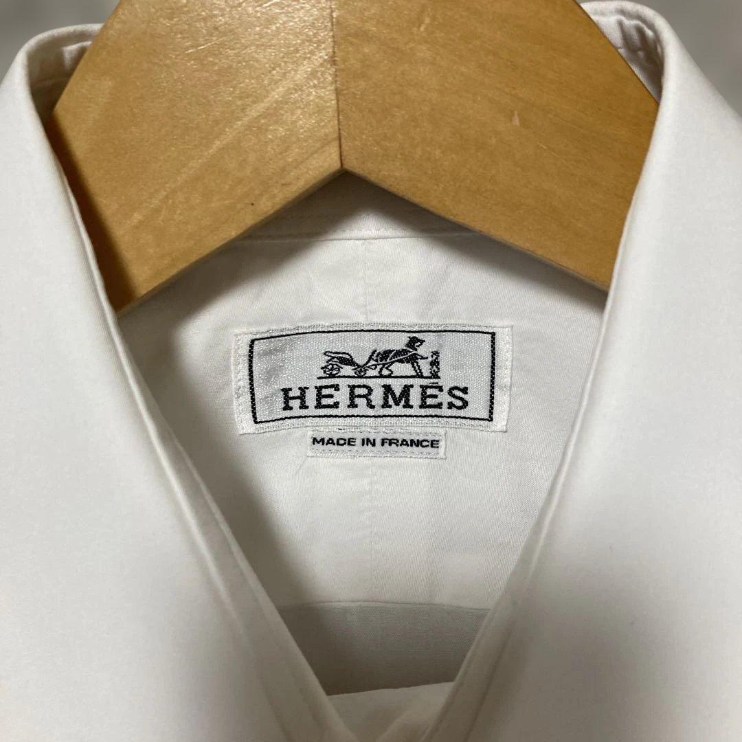 HERMES 白シャツ.セリエボタン★38.M.フランス製.クリーニング済
