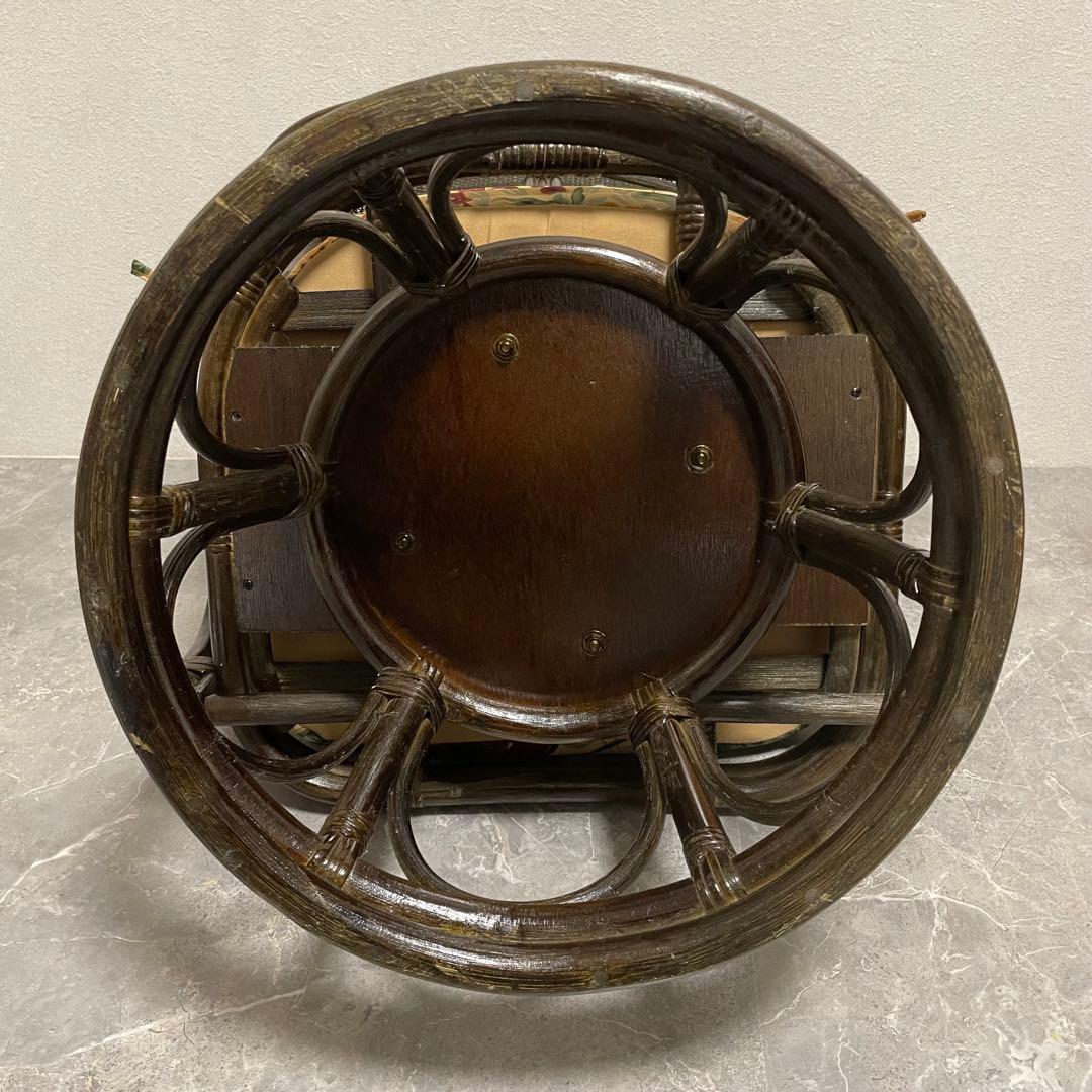 ②椅子のみ　ラタン　籐　ラタン回転チェア　回転椅子　レトロ　アンティーク　座椅子