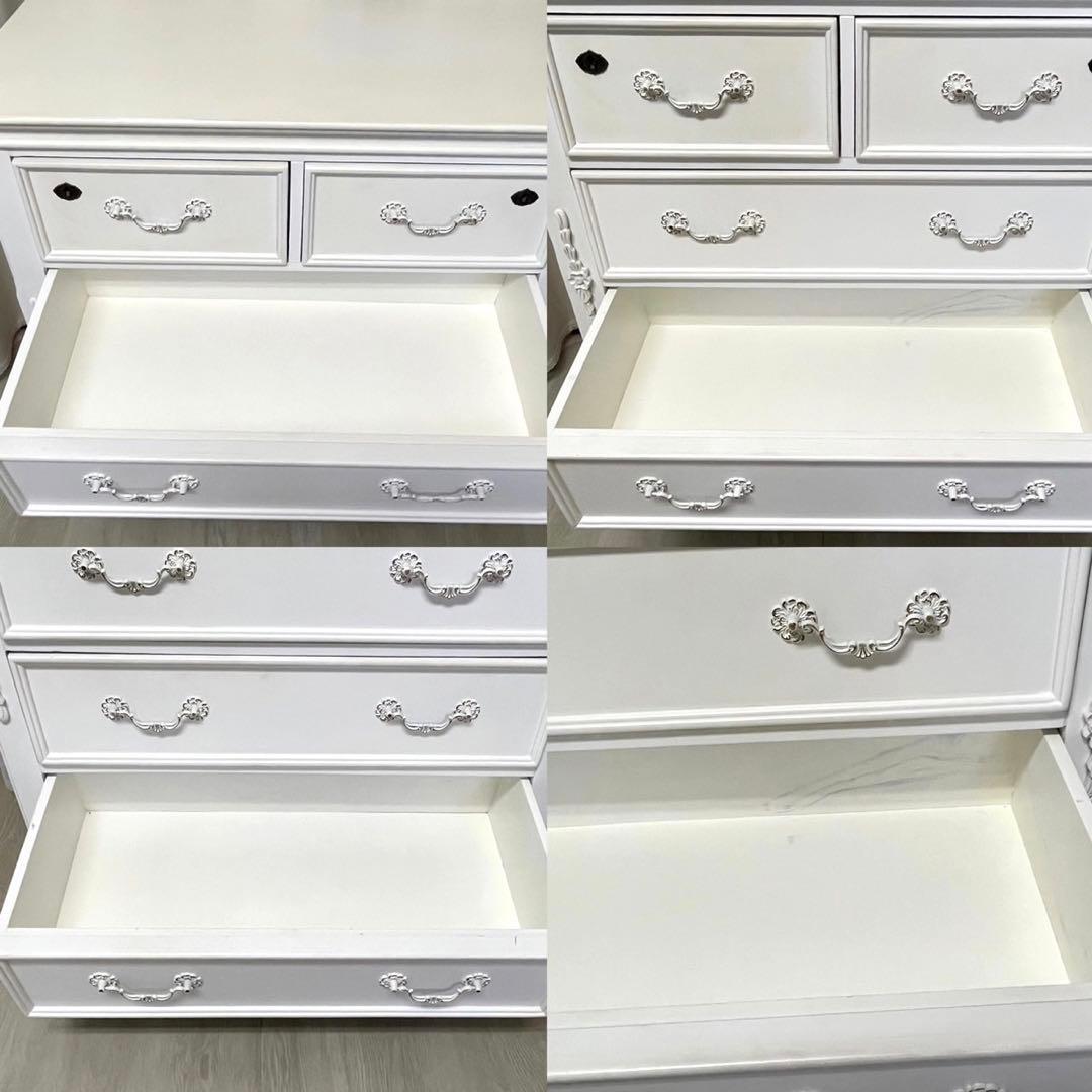 ロココ アンティーク キー付 フレンチ ホワイト チェスト