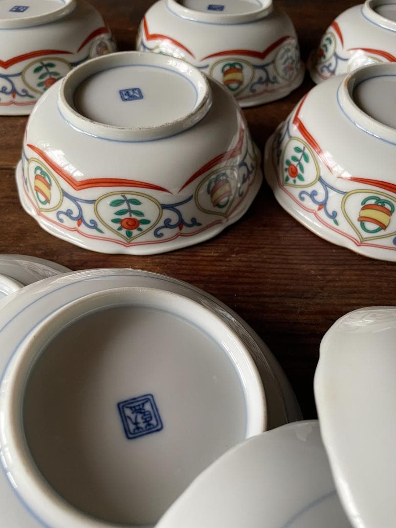 蒙古焼 藍窯 木棚付 中鉢 小皿 箸置 各5客 醤油差し1客セット新品 未使用