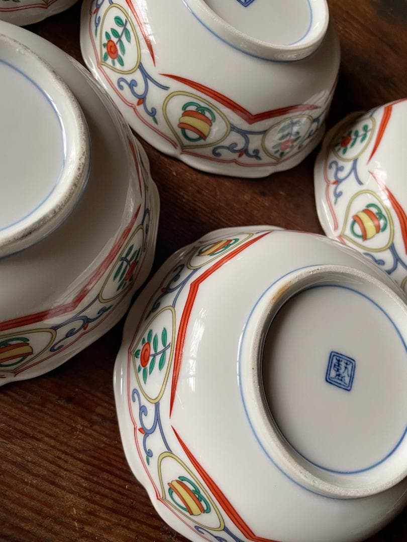 蒙古焼 藍窯 木棚付 中鉢 小皿 箸置 各5客 醤油差し1客セット新品 未使用