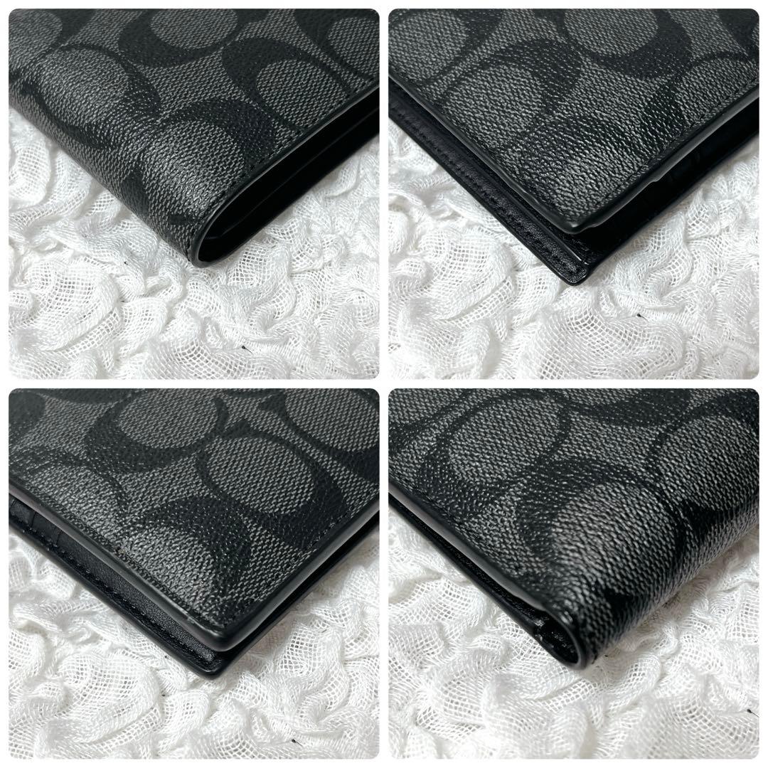 未使用級✨コーチ　シグネチャー　二つ折り財布　レザー　グレー　コンパクト　小銭