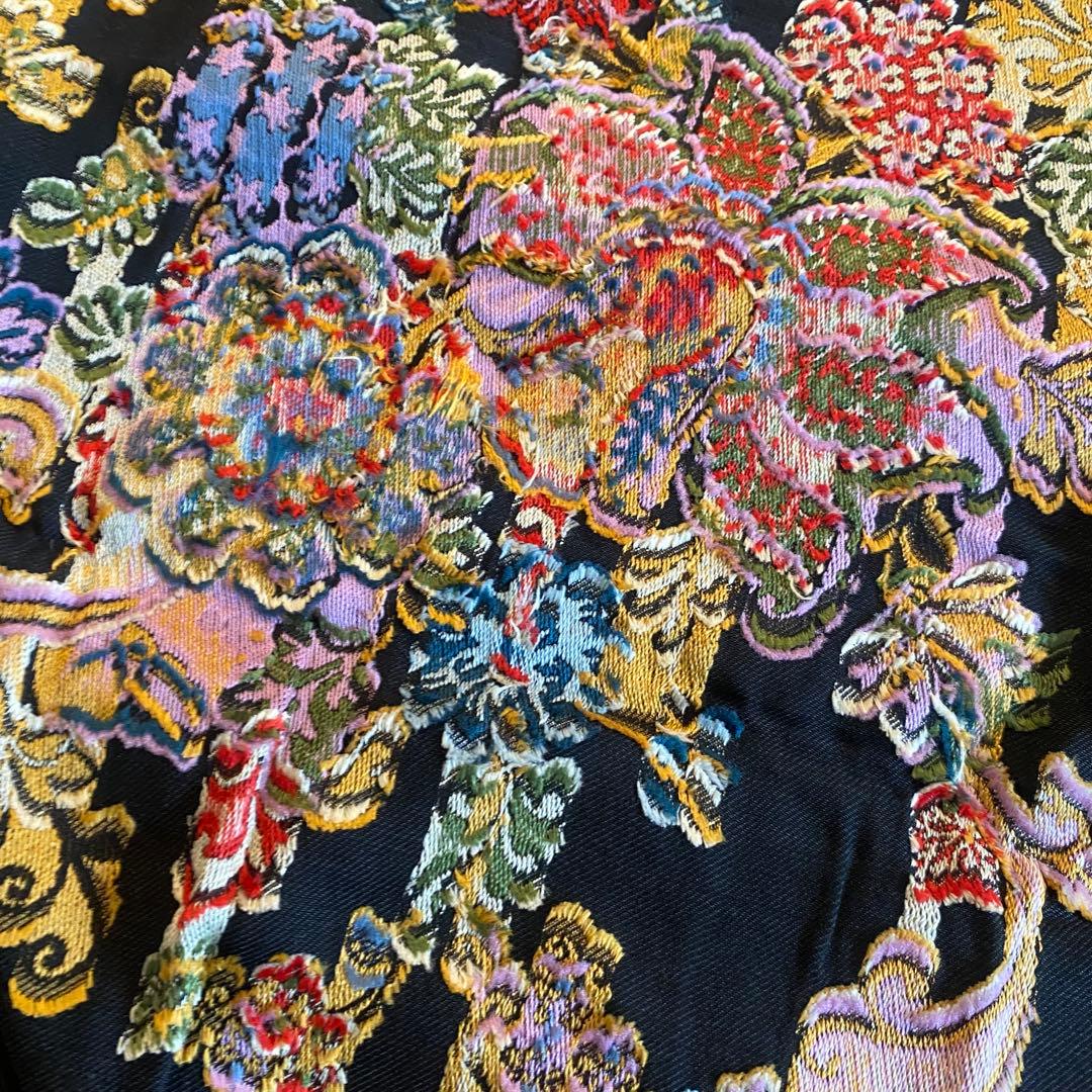 ETRO エトロ 刺繍入り 大判 ストール 花モチーフ イタリア製