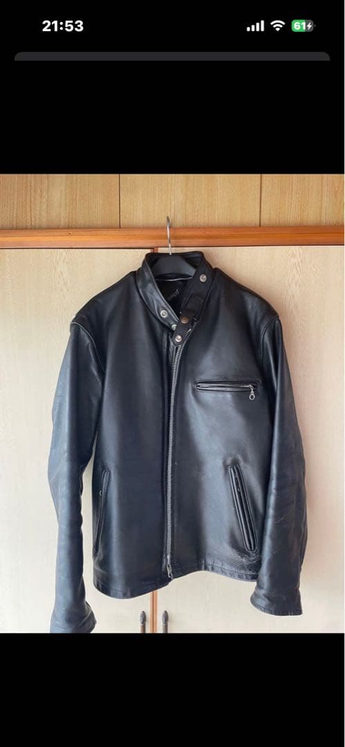 SCHOTT ブラックレザーシングルライダースジャケット