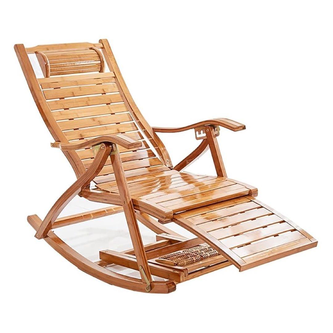 竹製ロッキングチェア ラウンジチェア