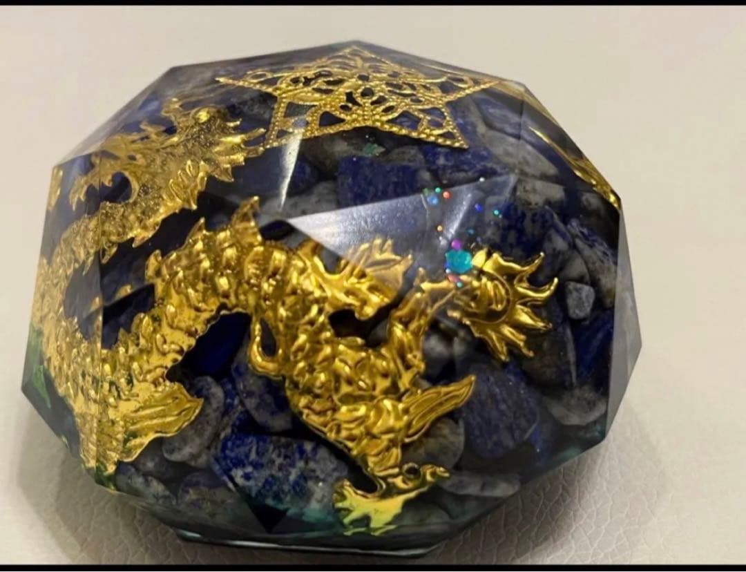 金運•財運上昇〜パワーUP金龍＆鳳凰⭐️龍体文字フトマニ図　オルゴナイト