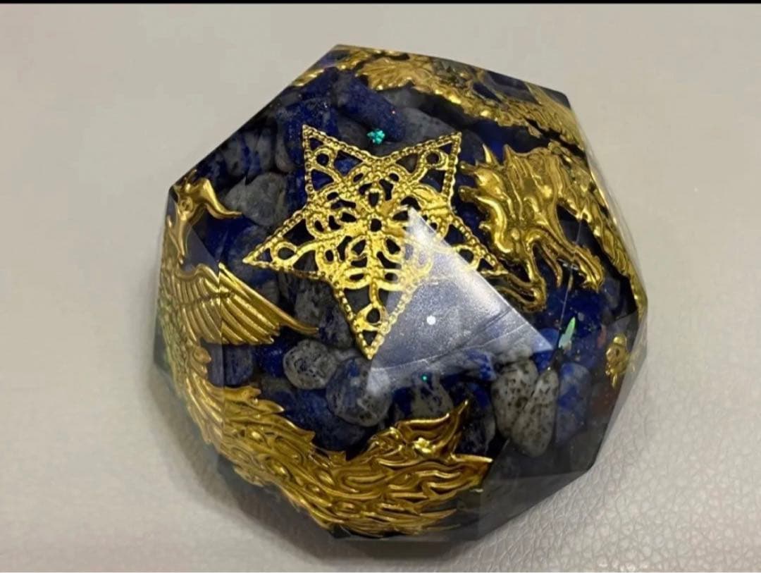 金運•財運上昇〜パワーUP金龍＆鳳凰⭐️龍体文字フトマニ図　オルゴナイト