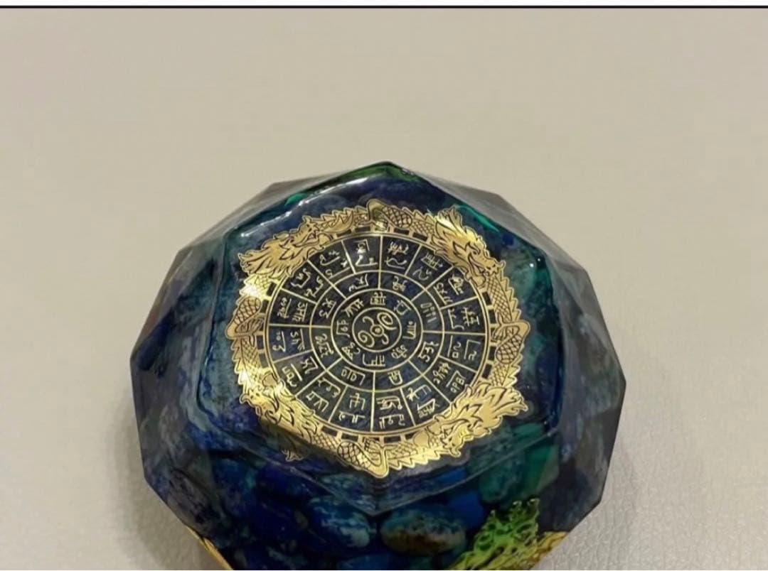 金運•財運上昇〜パワーUP金龍＆鳳凰⭐️龍体文字フトマニ図　オルゴナイト