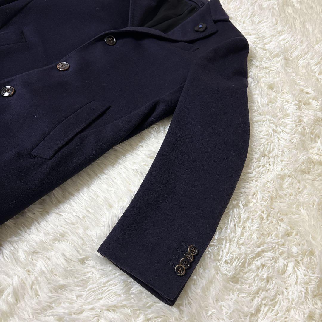 ラルディーニ カシミヤ ブートニエール付 チェスターコート ダークネイビー 44