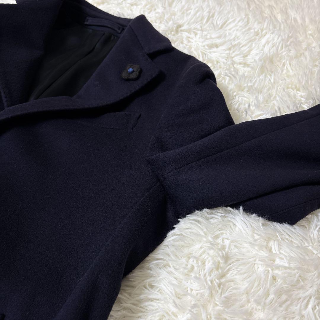 ラルディーニ カシミヤ ブートニエール付 チェスターコート ダークネイビー 44