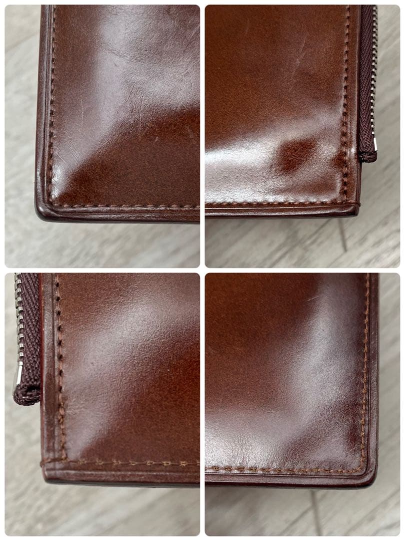 土屋鞄　コードバン　Lファスナー　ミニ財布　馬革　ブラウン レザー ケース