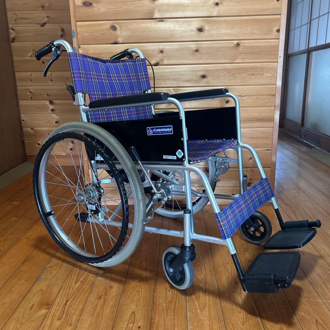 カワムラサイクル 介助用車椅子 自走式 折りたたみ式 介護 チェック柄