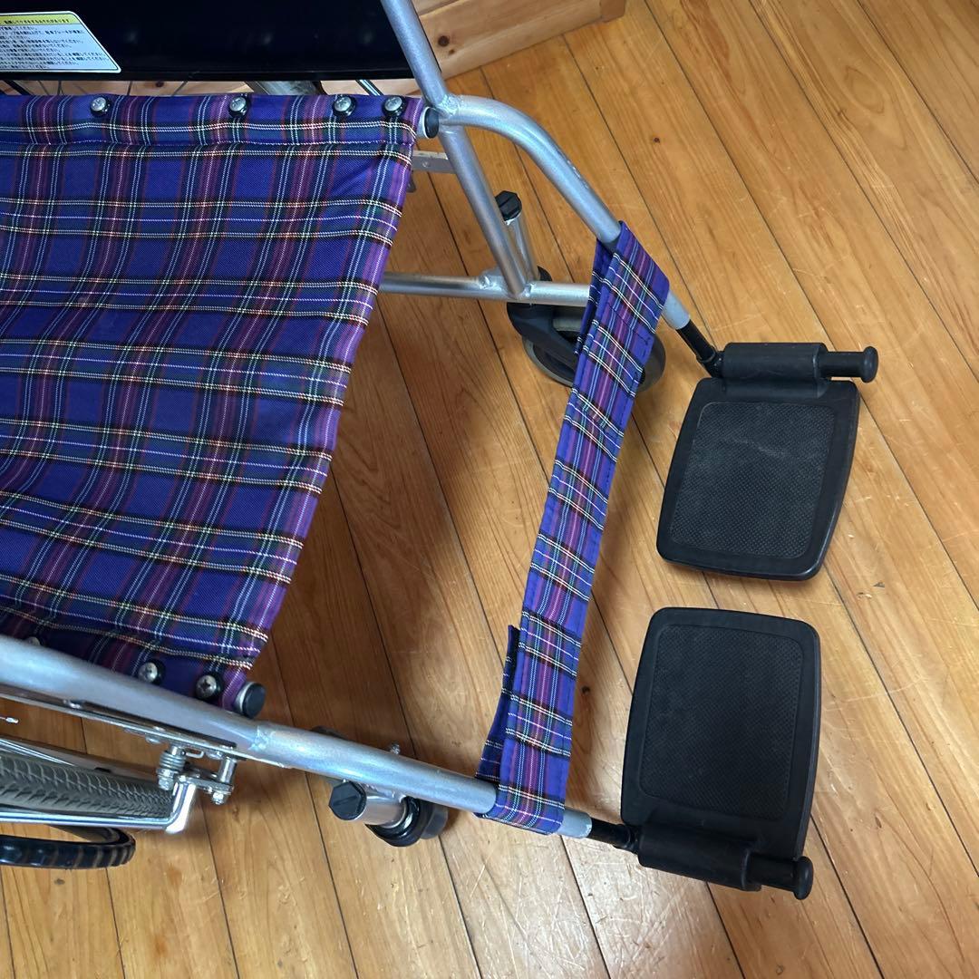 カワムラサイクル 介助用車椅子 自走式 折りたたみ式 介護 チェック柄