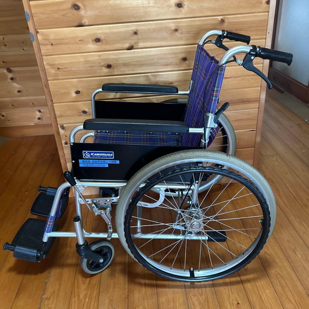 カワムラサイクル 介助用車椅子 自走式 折りたたみ式 介護 チェック柄