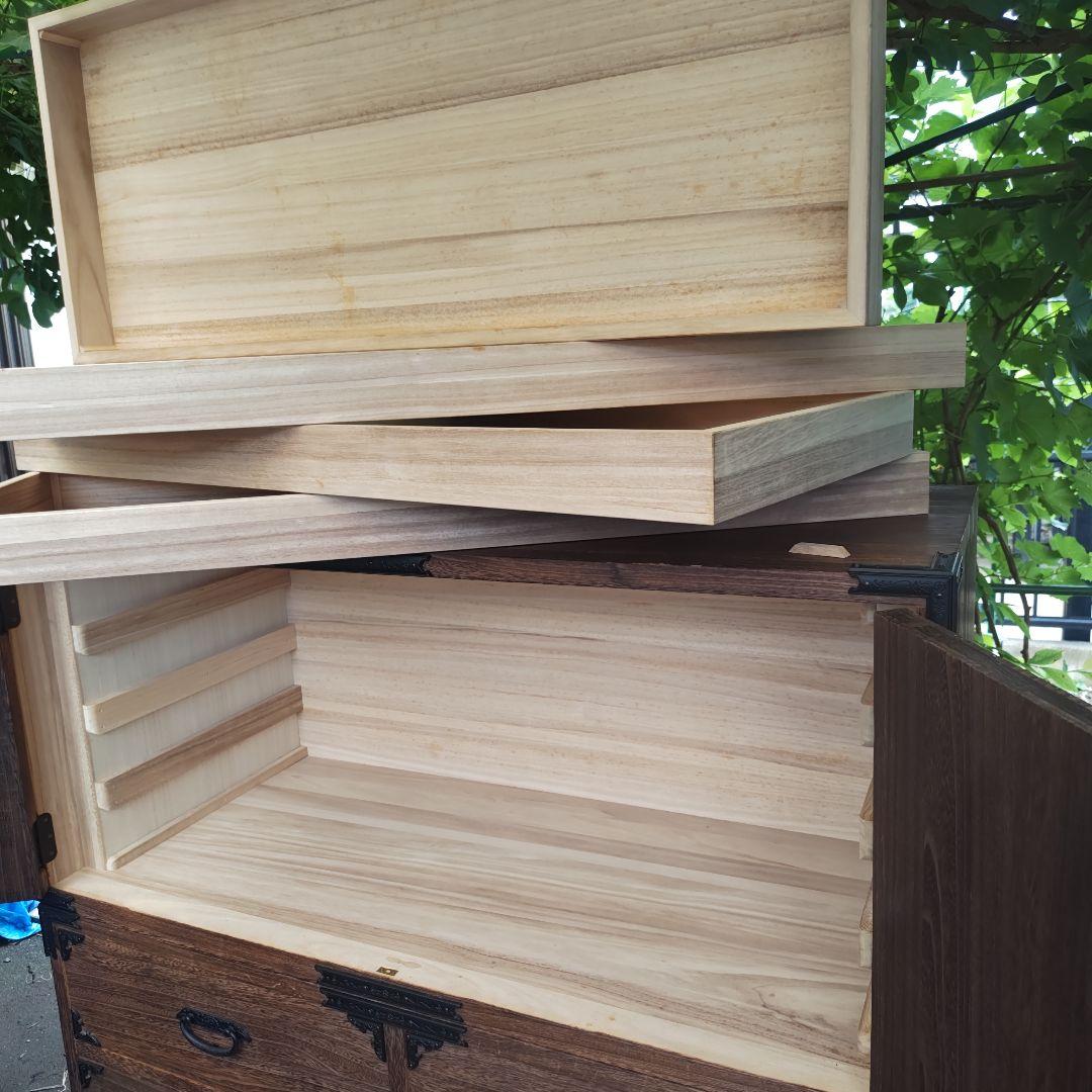 昭和レトロ　総桐箪笥 飾り金具　着物箪笥&和箪笥 　2段重ねセット　送料込